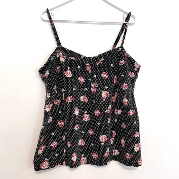 TORRID 3 Plus Size Floral Polka Dot Bustier Cami Black White Polka Dot Tank Top - Picture 2 of 15